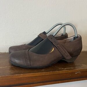 Abeo Nala Brown Leather Mary Jane Heeled Shoes Academia 8N